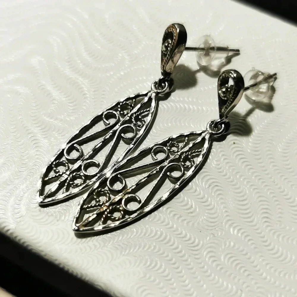 ✨ 925 Sterling Silver Filigree Drop Earrings ✨